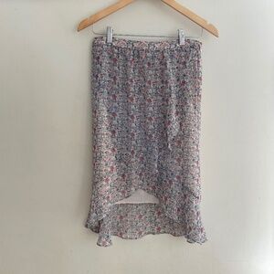 Madewell | Ruffle Wrap Midi Skirt in ShadowPetal Floral Print Ruffle Midi Skirt